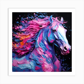 Colourful Paint Horse Portrait Art Print