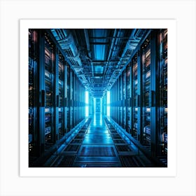 Advanced Data Center Interior Cabling Meticulously Organized In Vibrant Colors Rows Of Servers Wit (6) Art Print