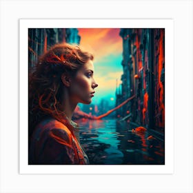 Girl In A City Art Print