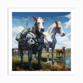 Surreal Cyborg Cows On A Farm Ai Art Depot 26 Art Print