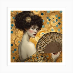 Woman With Fan, Gustav Klimt 3 Art Print