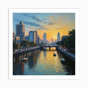 Sunset In Tokyo Art Print