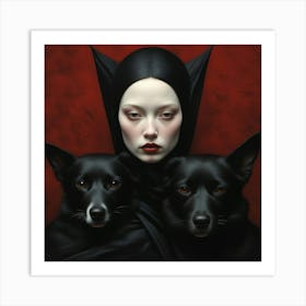 'Enchantress And Her Dogs' Art Print