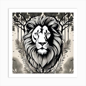 Lion In The Forest 61 Art Print