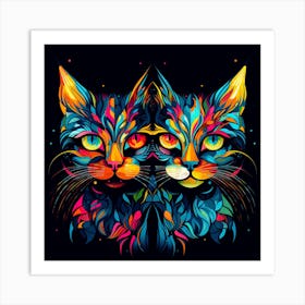 Colorful Cats Art Print