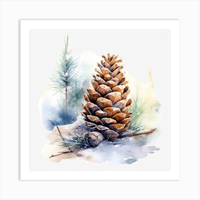 Watercolor Pine Cone Art Print