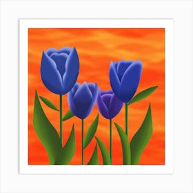 Blue Tulips 1 Art Print