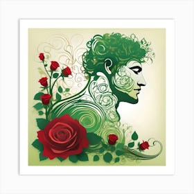 The Gardener of Roses, Green and Red Art Print