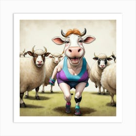 Running Cow Art Print