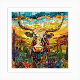 Longhorn Cow Art Print