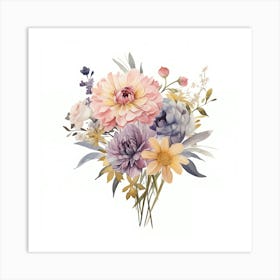 Watercolor Flowers Bouquet 1 Art Print