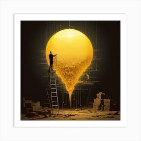 Golden Light Bulb Art Print