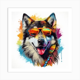 Husky Dog In Sunglasses 1 Art Print