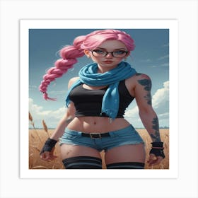 Pink Haired Girl Art Print