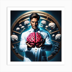 Man Holding A Brain Art Print