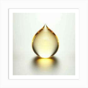 Golden Drop of Oil or Honey on a White Background with a Soft Shadow and a Smooth Surface Art Print