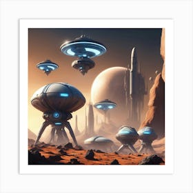 Spaceships In Space Art Print