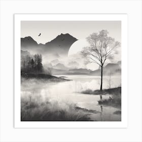 Misty Landscape Art Print