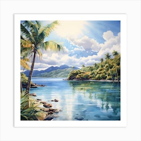 AI Serene Caribbean Waters Art Print