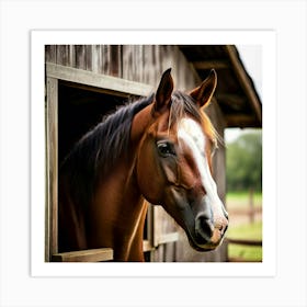 Head Purebred Equestrian Beauty Window Horse Shed Rural Farm Photo Horizontal Mare Hobby Art Print