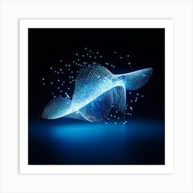 Abstract Vector Illustration Featuring A Dynamic Interplay Of Warped Glowing Dots Converging Into A (1) Art Print