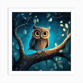 Owl In The Tree Art Print