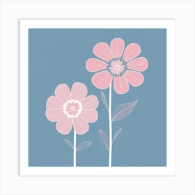 A White And Pink Flower In Minimalist Style Square Composition 553 Art Print