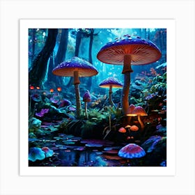 Mushrooms In The Forest Art Print