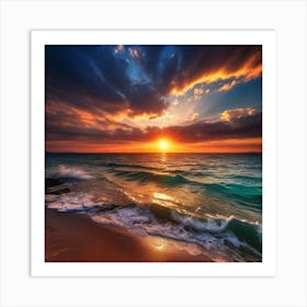 Sunset On The Beach 872 Art Print