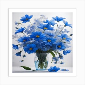 Blue Flowers In Vase Art Print