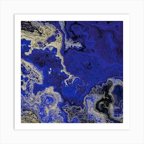 Blue And Gold Abstract Painting 5 Affiche