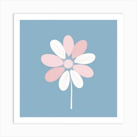 A White And Pink Flower In Minimalist Style Square Composition 303 Art Print