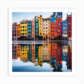 Colorful Buildings Reflected In Water Art Print