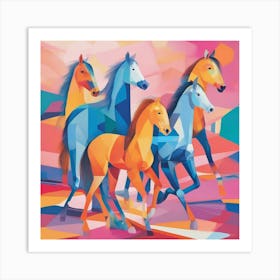 Four Horses Art Print