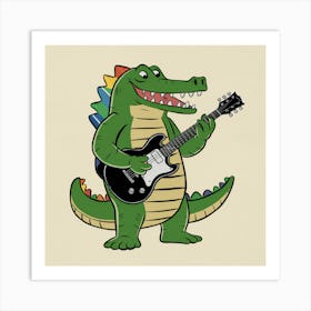 Alligator Playing Guitar 2 Art Print