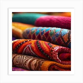 Colorful Textiles In A Market 1 Art Print