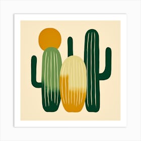Rizwanakhan Simple Abstract Cactus Non Uniform Shapes Petrol 82 Art Print