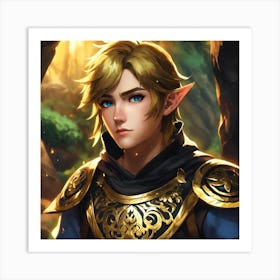 Portrait Of Link A Black And Gold Tunic Art Print