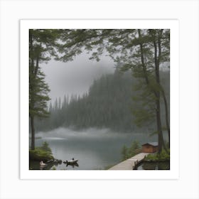 Misty Lake Art Print