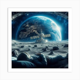 Astronaut Sleeping On The Moon 1 Art Print