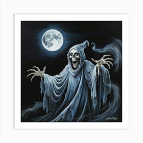 Skeleton In The Moonlight 1 Art Print