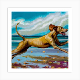 Dog Running On The Beach 2 Art Print