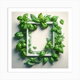 Frame With Green Leaves Art Print