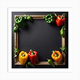 Colorful Peppers In A Frame Art Print