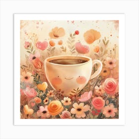 Cute Coffee Cup Pastel Colors Art Print