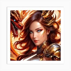 Girl With A Dragon Art Print