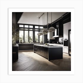 Black And White Kitchen Art Print