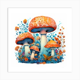 Mushrooms In The Meadow 5 Art Print