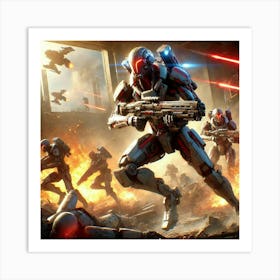 A Dynamic Scene Depicting The Martian Shock Troopers Overwhelming Enemy Position Art Print