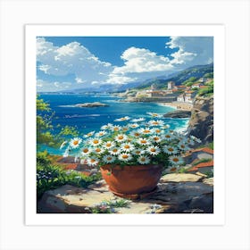 Daisies In A Pot Art Print